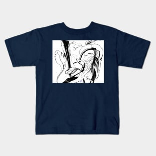 Plant in Blue Marker - Leaf of Life Miracle Leaf - White on Black Kids T-Shirt